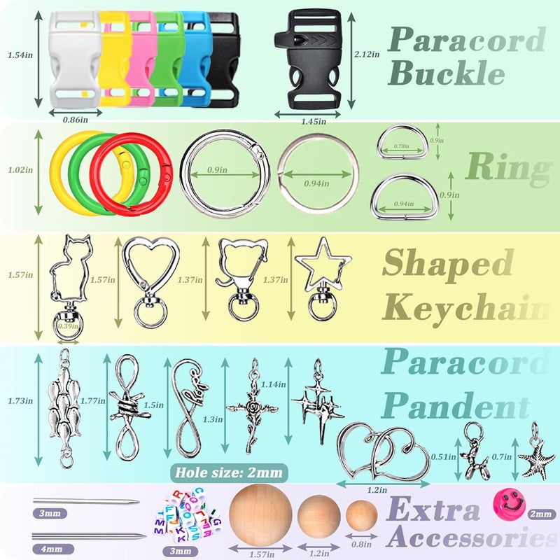 WEREWOLVES Paracord Bracelet Jig Kit - 4MM, 3MM, 2MM Parachute Combo Kit, 10FT Rope Complete Accessories and Paracord Jig Bracelet Maker (Candy, 10FT-35 Color) - Image 3